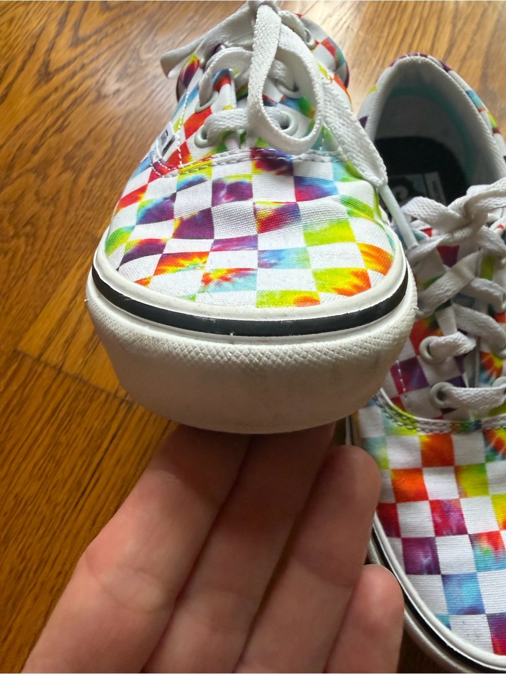 Vans Era ComfyCush Tie-Dye Checkerboard Rainbow Sneakers Women’s 7.0 Men’s 5.5 - Picture 8 of 13